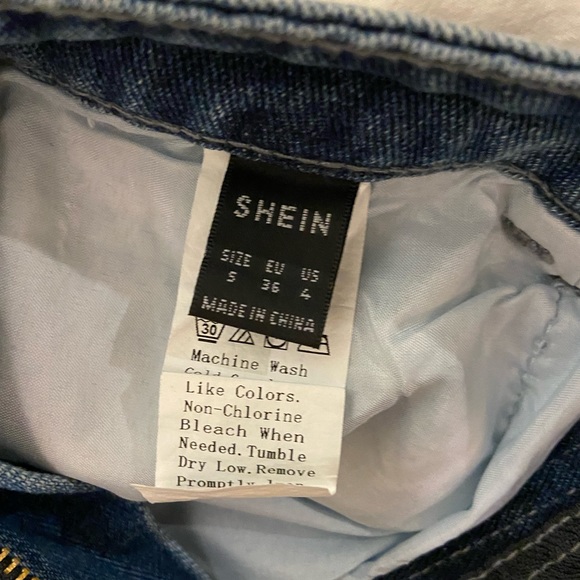 🐬Shein two tone split tone denim size small 90s vibes y2k jeans - Picture 2 of 3